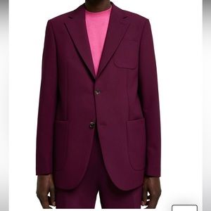RIVER ISLAND Patch Pocket Cotton Sport Coat maroon 34R NEW